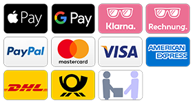 apple pay-google pay-klarna-paypal-mastercard-visa-american express-DHL-Deutsche post-abholservice